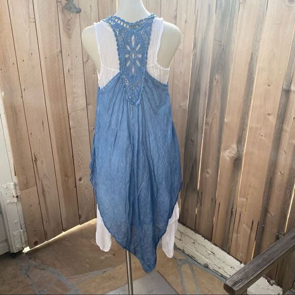 Italian Two Pieces Long Cotton Raw Moda Dress denim blue NWT - Picture 13 of 16